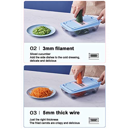 Cortador manual multifuncional para vegetales azul miniatura 2