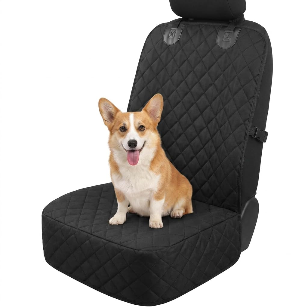 Xiangbhalla Front Dog Car Seat Protector, Waterproof Quilted Oxford Pet Seat Cover with Non-Slip Backing for Daily Travel