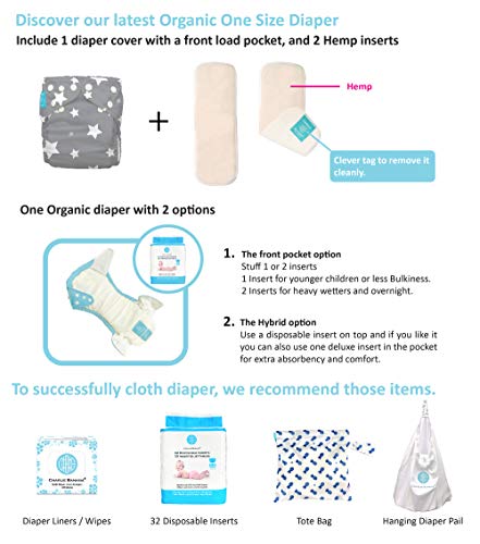 image for Charlie Banana Baby Premium Cloth Diaper System, Reusable and Washable