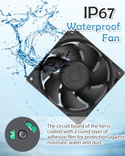 Ventilador IP67 de 24V GDSTIME resistente al agua y polvo de 120mm para entornos extremos de 2 uds 2