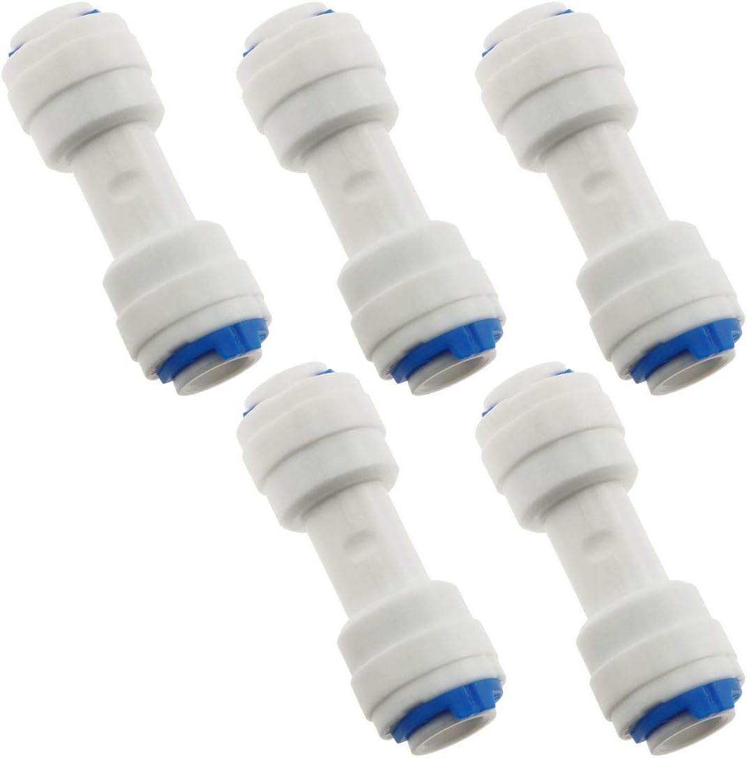 E-outstanding 5-Pack RO Water System Equal Straight 1/4" Plastic Quick Pipe Fitting Reverse Osmosis Connector