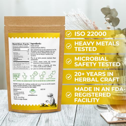 Image of 1.8 oz. Goldenrod Tea Herb Golden Root (Solidago Virgaurea L.) - 50g Dried Golden Rod Herbs Herbal Tea