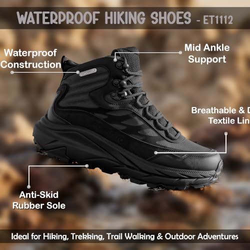 Image of Waterproof Hiking Shoes | Mid Ankle | Ripstop Fabric | Anti Skid Rubber Sole | ET1112