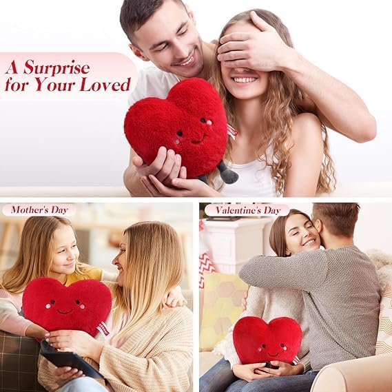 Image of ZEXSAZONE Red Love Heart Plush Soft Toy - 28 cm Cute Stuffed Cushion | Huggable Romantic Pillow for Kids, Girls, Girlfriend & Wife | Valentine, Birthday