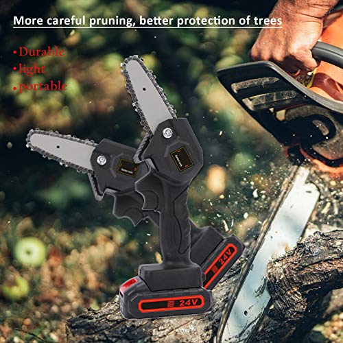 Mini Chainsaw, 4 Inch Cordless Electric Chainsaw Battery Chain Saw, One-Hand Handheld Chainsaw with Brushless Motor, Portable 24V Tree Saw for Courtyard Tree Branch Wood Cutting