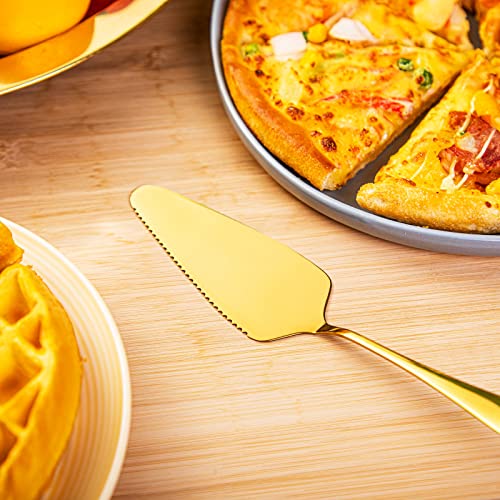 20 Pieces Gold Pie Server Cake Cutter Pie Pastry Server Wedding Cake Knife And Server Set Stainless Steel Golden Dessert Server Triangular Spatula Pizza Machine Cutting Knife Cake Rack Handle Scraper #TOP7