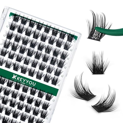 Image of Lash Clusters 96pcs Individual Lashes Y22 D Curl 12mm Eyelash Clusters KEYYOU Volume Wispy Lash Extension Soft&Comfortable Easy DIY at Home(Y22,D-12mm)
