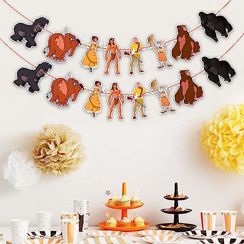 Image of Tarzn Garland Decoration - Adventure Theme Birthday Party Supplies - Cartoon Inspired Hanging Banner for Birthday, Baby Shower, Family Gatherings, Classroom Events, and Wild Party Decorations