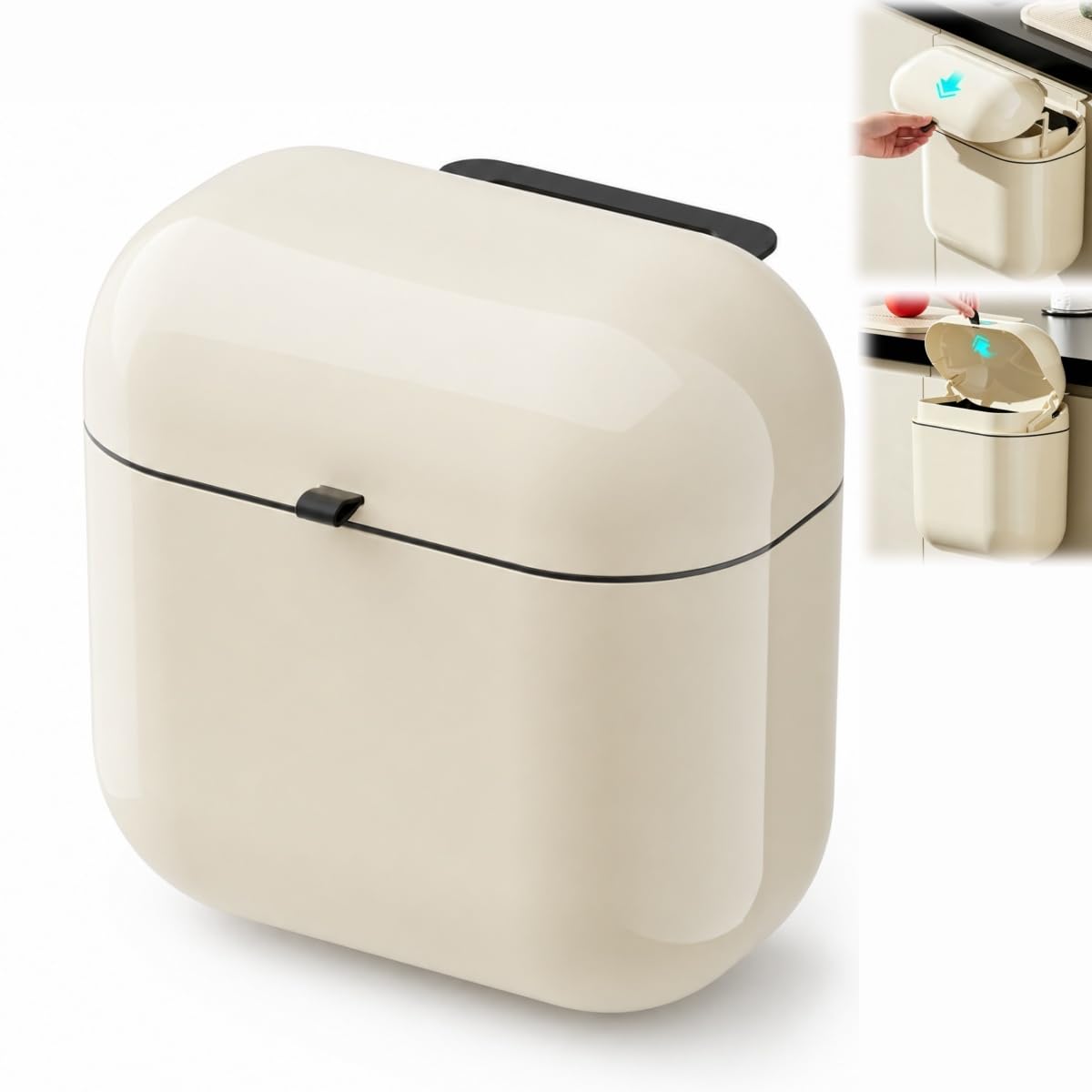 12 Litre Hanging Trash Bin with Lid, Wall-Mounted Rubbish Bin Garbage Can