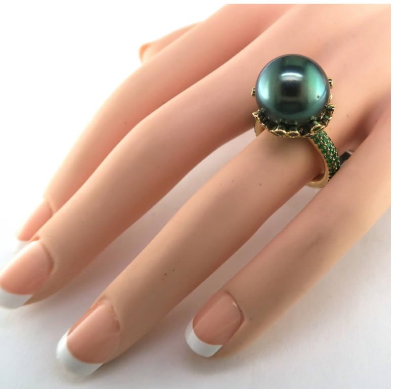 18K Gold Plated Black Pearl Ring Inlaid White AAA Cubic Zircona Solitaire Ring Handpicked Freshwater Cultured Pearl Ring Anniversary Jewelry Gift for Women4