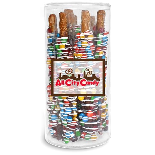 All City Candy Hand-Dipped Milk Chocolate Premium chocolate candy coated Pretzel Rods – Holiday ready Sweet & Salty Treats, Individually Wrapped,10-Piece Gift Tube, Perfect for Seasonal Celebrations, Birthdays or Gift giving occasions