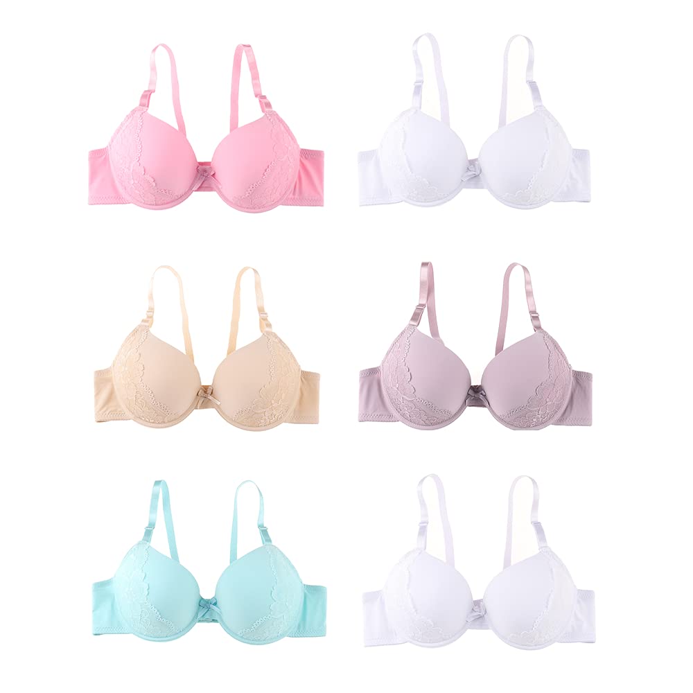 Romals Plus Size Underwire Bra for Women's Push up Bra Set of 6 Pack of Sexy Full Cup Bra