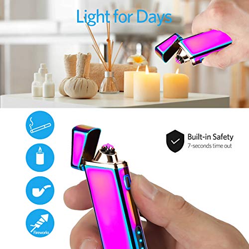 Encendedor eléctrico recargable multicolor resistente al viento miniatura 6