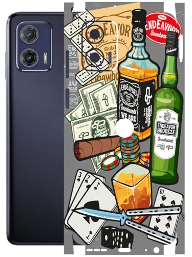 Image of AtOdds - Full Body Back Screen Guard Protector Film - Lamination Wrap Skin Sticker Compatible with Moto G73 (5G) | Scratchproof Matte Finish (Wine Graffiti)