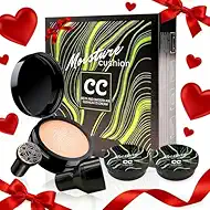 Mushroom Head Air Cushion CC Cream Gift Set for Women - Newly Upgraded Tattoo Cover up Makeup Foundation with 2 Refills, Holiday Gift BB Cream Waterproof for Mature Skin Types (Medium, 20g*3)