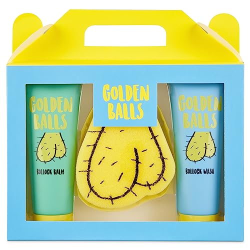 Golden Balls, Balm & Sponge Set - For Your Private Bits - Funny Novelty Gift For Men