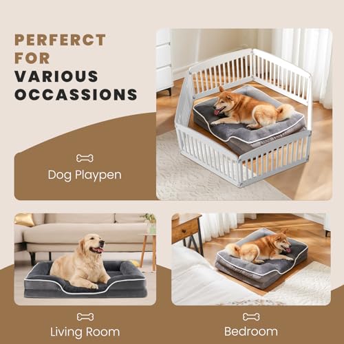 Image of NEWBULIG 42x32 Inch Orthopedic Dog Bed Large Sized, Large Sized Dog Couch /Sofa Bed with Washable Cover, Waterproof, Foam, Soft Fluffy Surface for Indoor Cats, Gray