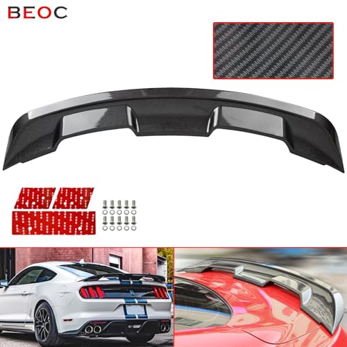 Rear Trunk Spoiler Wing Compatible with Ford Mustang 2015-2024 GT/EcoBoost/V6/V8/Shelby 2-Door Models, Carbon Fiber Style - Image 3