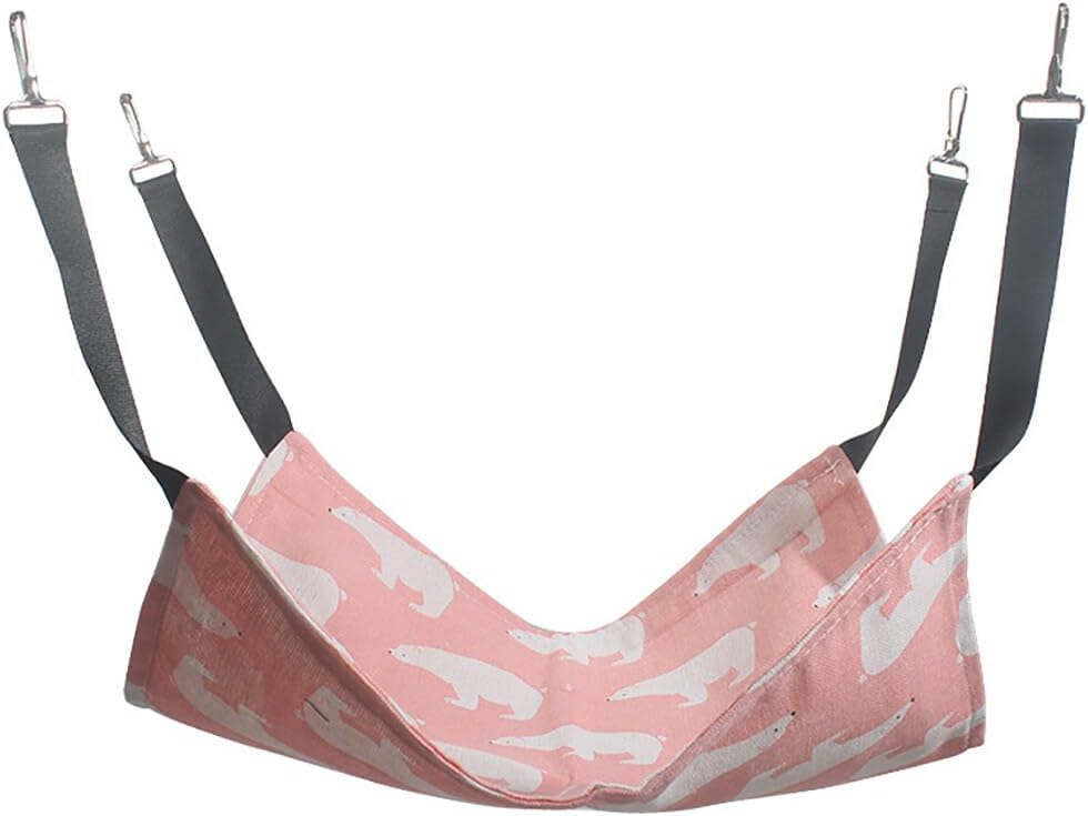 review Warm Pet Cage Hammock Fashion Adjustable Bed Cotton Reversible Linen Kitten Hammock for Hanging Bed Pet