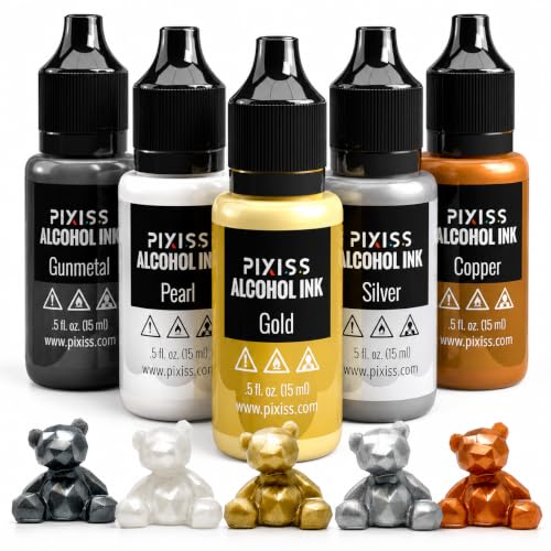 Metallic Alcohol Ink Set - 5 Colors 0.5 Ounce