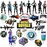 Video Game Birthday Party Supplies for Game Fans, 24 Pcs Battle Royale Cupcake Toppers(24 Styles)，H