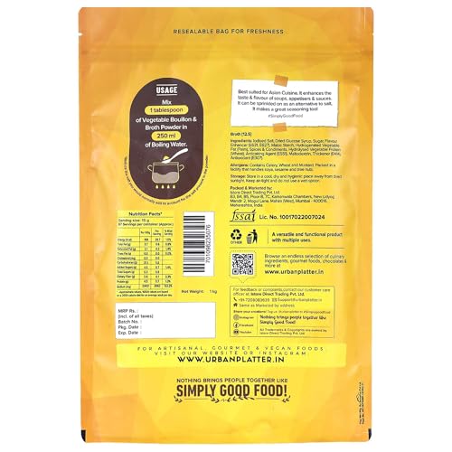 Image of Urban Platter Vegetable Bouillon & Broth Powder, 1kg (Plant-Based | Instant Vegetable Stock | MSG-free | Umami-Rich)