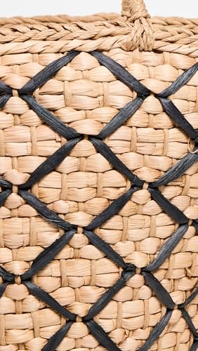 L*Space Palma Nights Bag for Women, Large Straw Travel Bag, Lined Tote With Drawstring, Woven Detail, 100% Corn Husk, Natural/Black4