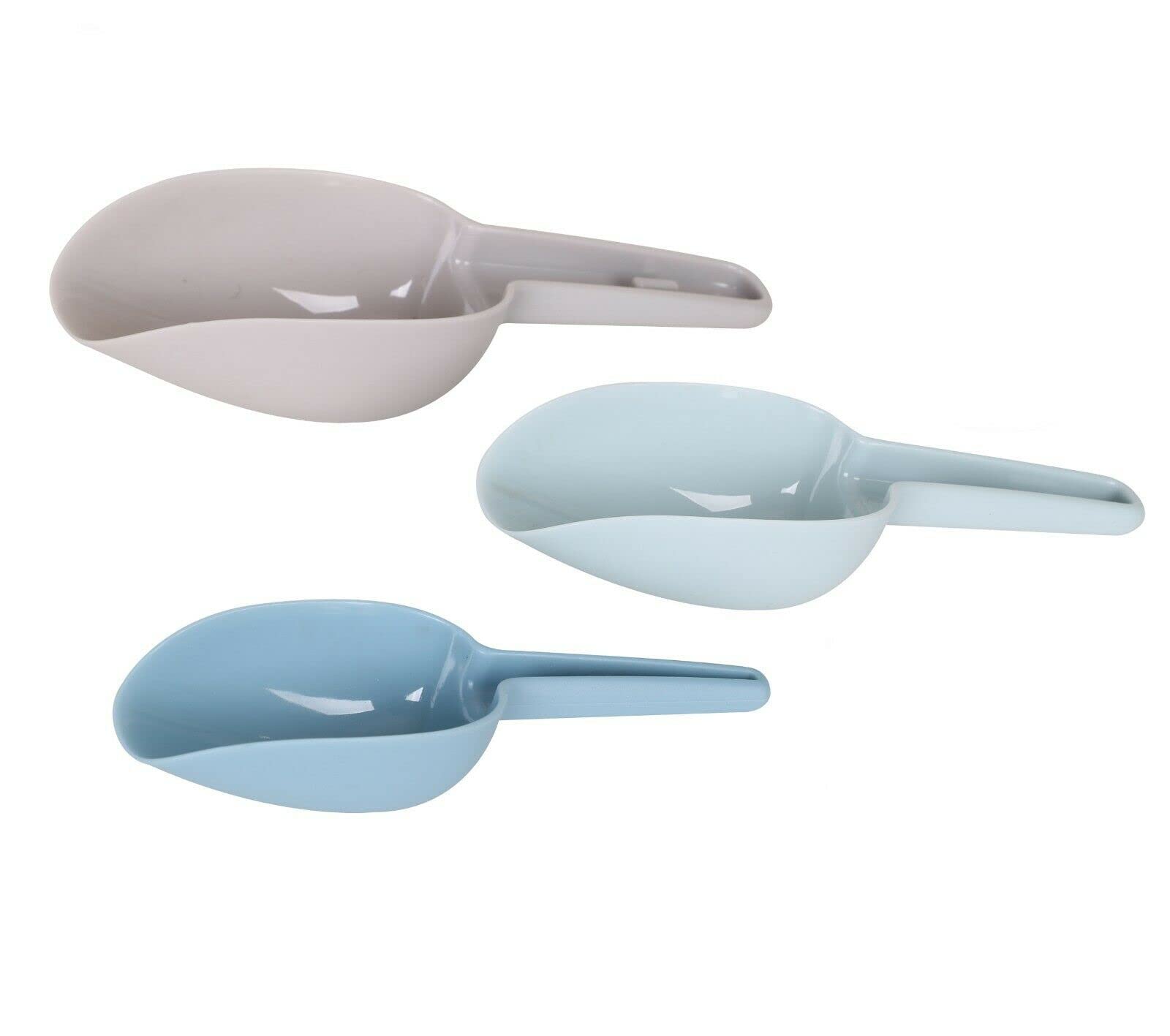 Plastic Scoops Set Pet Food Scoop Measuring Kitchen Scoops Multi-Purpose Assorted Size Set Of 3 Ice Scoops Shovel Multi-Coloured for Sweets, Candy, Dessert, Buffet, Flour, Protein Powders, Coffee, Tea