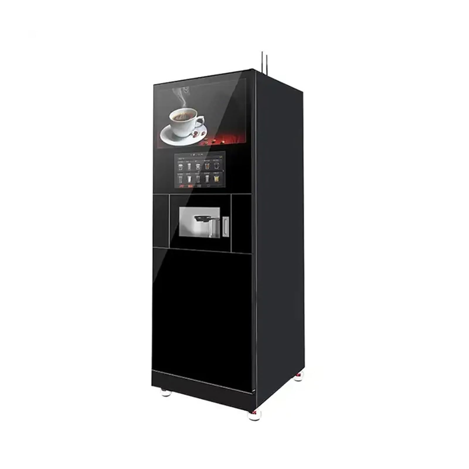 MECOLOR Fresh ground coffee machine, full bean coffee machine, touch screen automatic coffee machine office use (7C-300-90-00 with card reader)