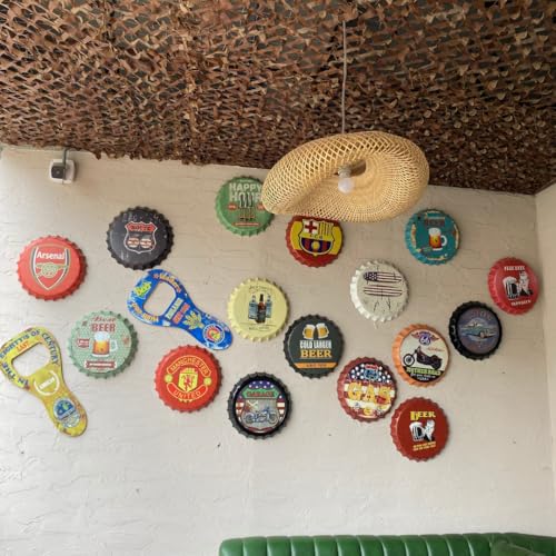 Image of EAZYWAGON Decorative Metal Bottle Caps Wall Sign Plates - 14X14 Inches - HEINE PREMIUM RED | Metal Wall Hanging Bottle Cap for Home, Farmhouse, Bar & Cafe Decoration | Vintage & Retro Look Plaques