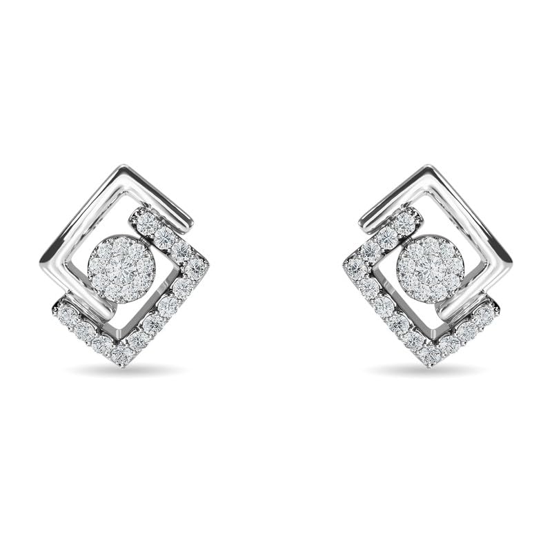 Image of KISNA JEWELS 14KT|18KT BIS Hallmark Pure Gold and Diamond Stud Earrings For Women with Screw Back clouser