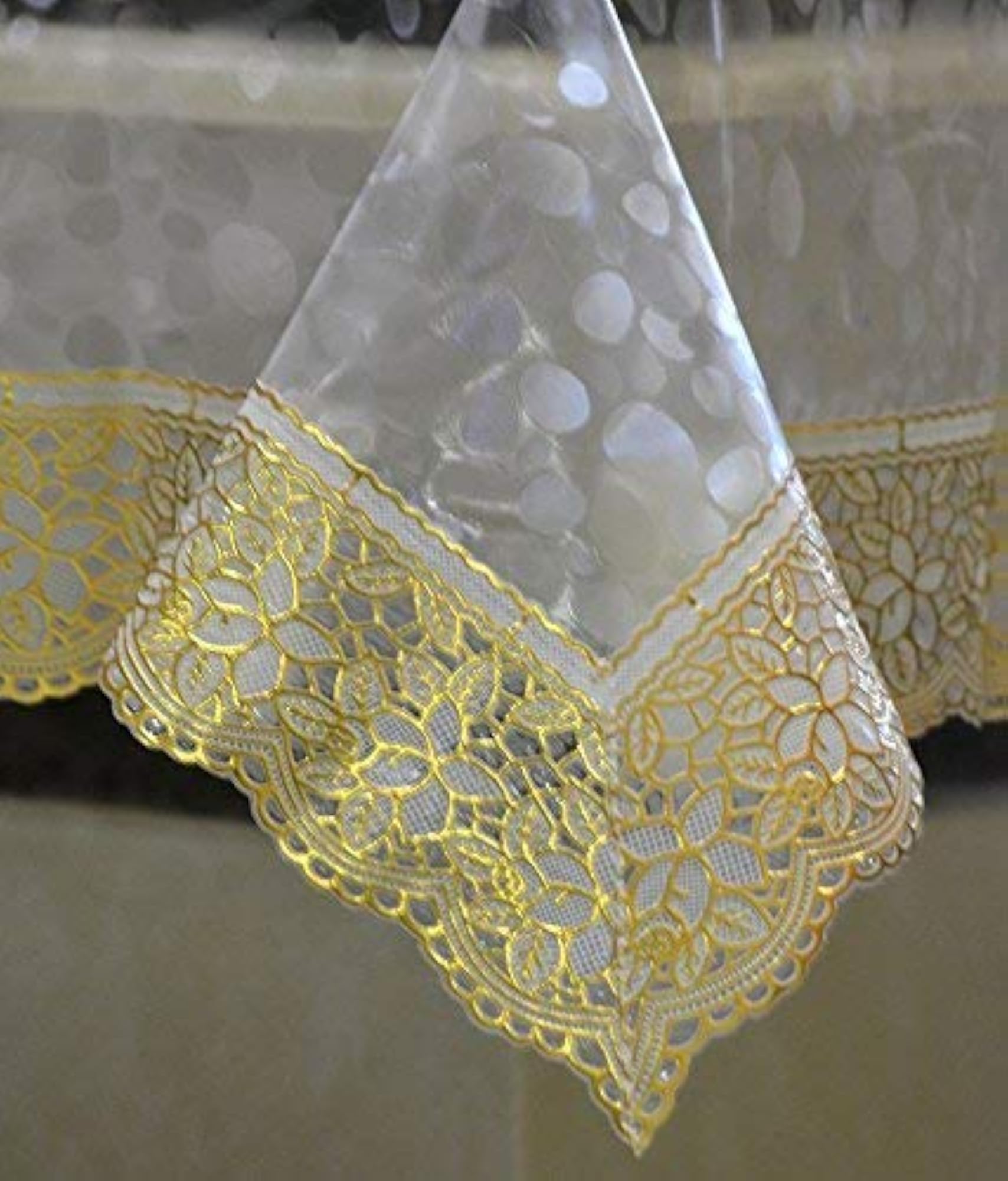 Medium Size 2 and 4 Seater Table Cover with Golden Lace
