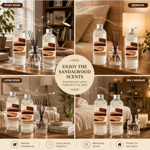 Image of STRN Sandalwood Reed Diffuser Refill 1000ml Summer Scent for Home