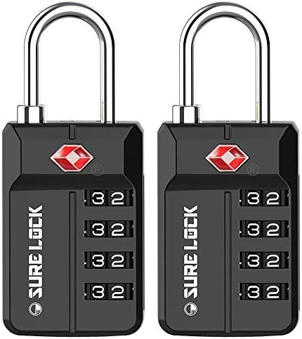 TSA Approved Travel Luggage Locks, Open Alert Combination Lock for School Office & Gym Locker,Toolbox, Pelican Case,Easy Read Dials- 1, 2 & 4 Pack (1, Black 2 Pack)