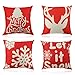 4 Paczka Pościel Bawełna Christmas Poduszki Pokrywy, Czerwone Christmas Poszewki Na Boże Narodzenie Rzuć Poduszki Obejmuje Case Dekoracyjne Dla Sofa Łóżko Krzesło Kierownica Domowa Dekoracja świąteczn