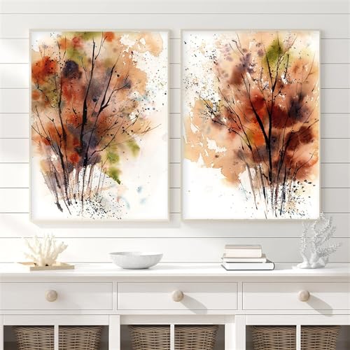 Affiches aquarelle d'automne WBYZAC pour un salon chaleureux et moderne