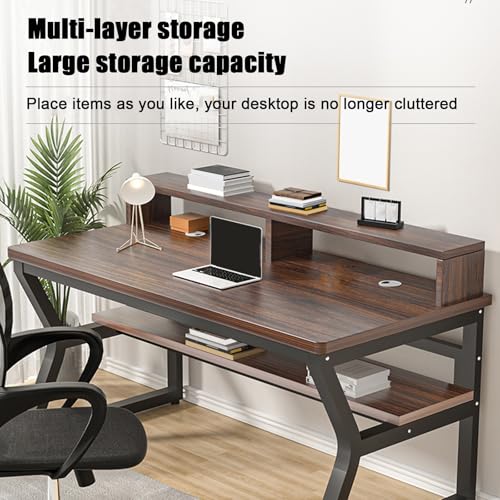 Bureau d'écriture marron compact pour ranger et travailler sans encombre - 8
