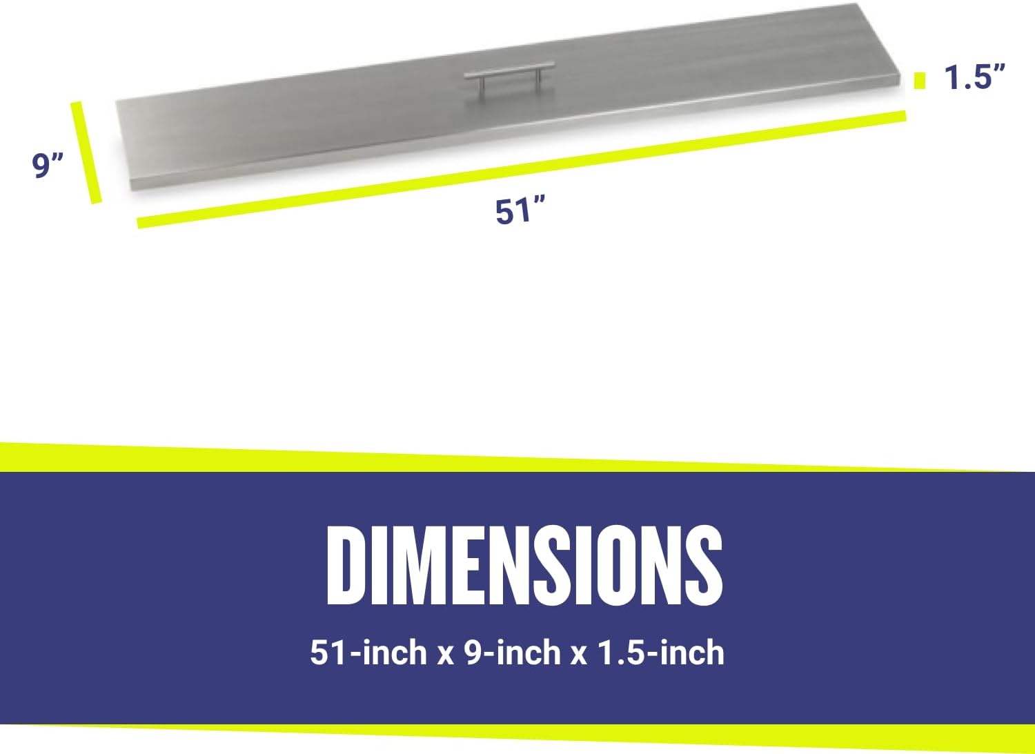 American Fireglass 63" Stainless Steel Cover Linear Drop-in Pan Cover