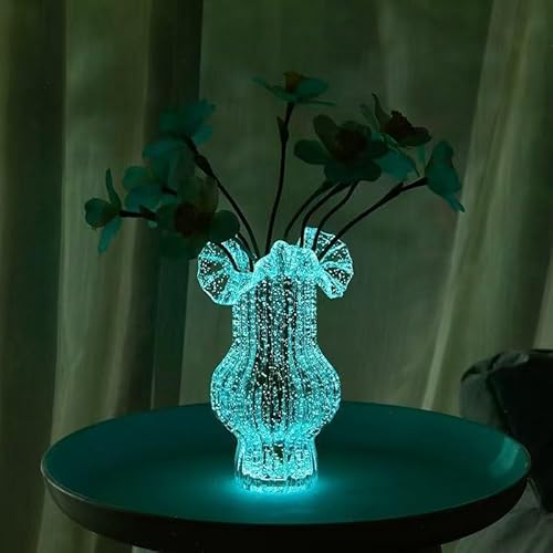 Handmade Glass Flower Vase Luminous Fluorescent Stone Vase for Flowers Decorative Vase for Home Decor Living Room Farmhouse Rustic Decorations Shelf Fireplace (Luminous, Large)