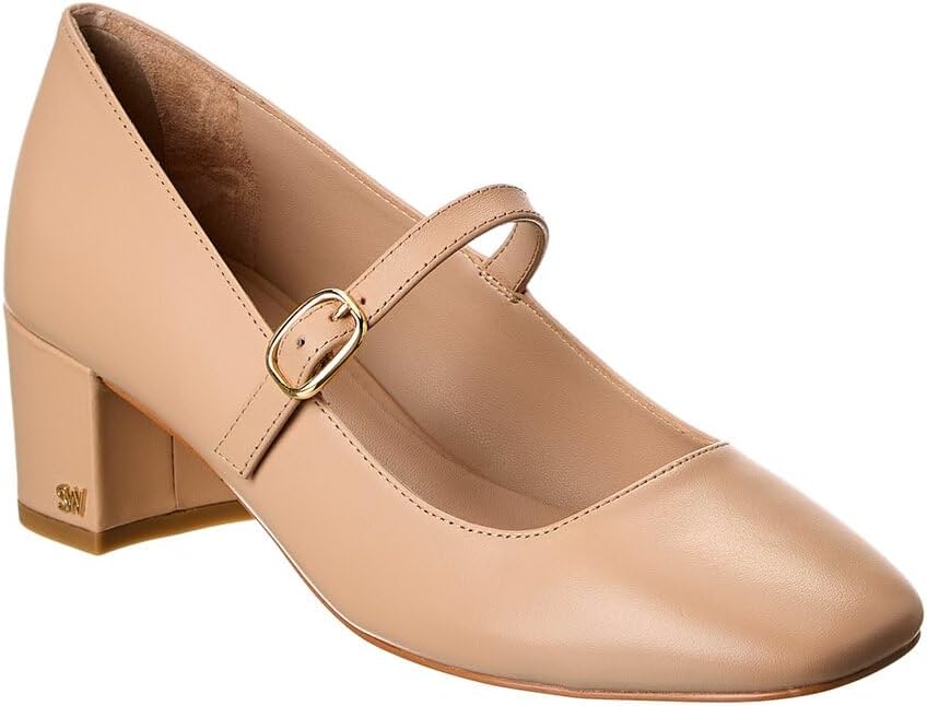 Stuart Weitzman Louise 50 Block Leather Mary Jane Pump