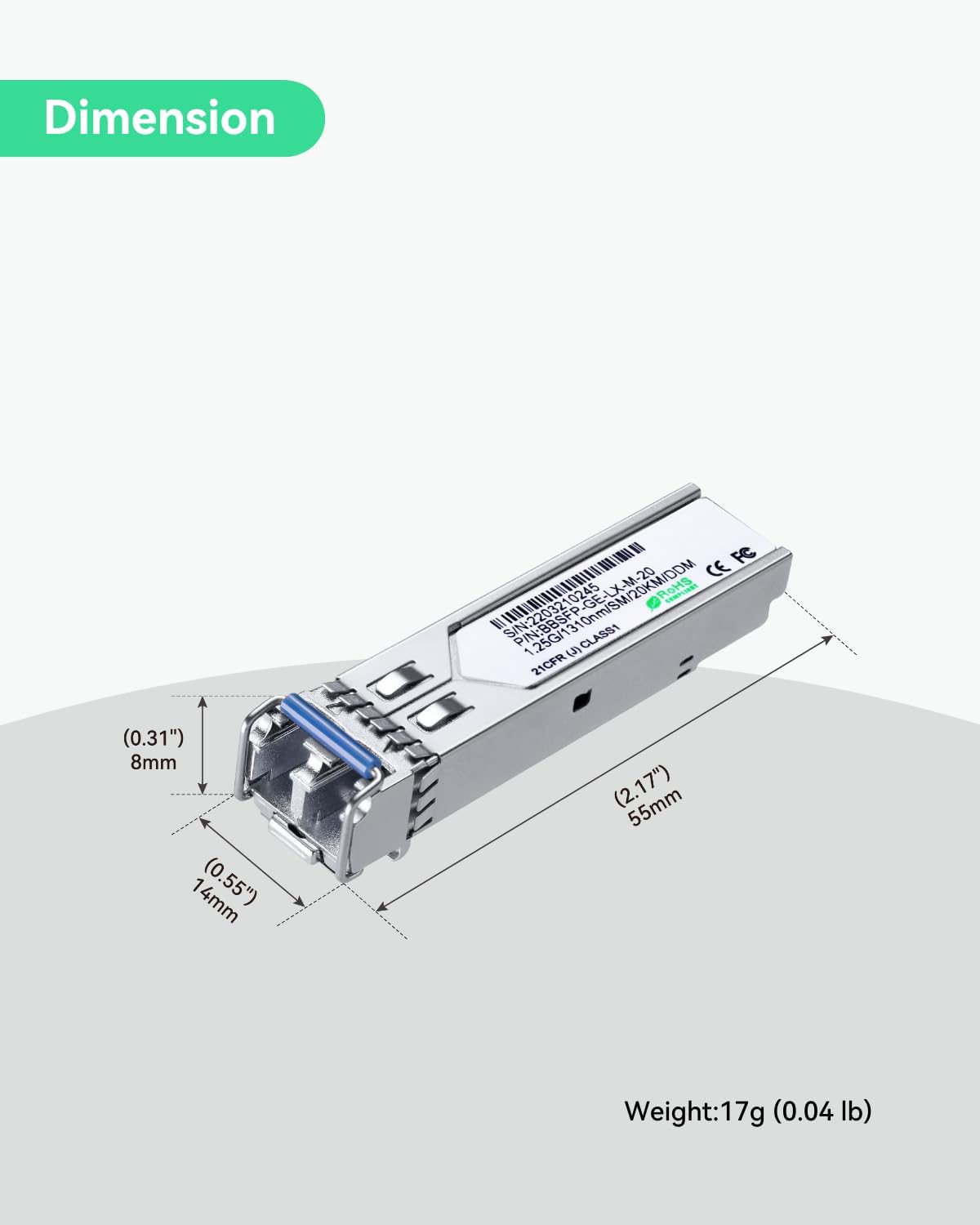 LINOVISION 1.25G SFP Module, 1000Base-LX, 1310nm SMF, up to 20km, Dual LC Fiber, SFP Transceiver for Cisco, D-Link, Supermicro, Netgear, Fortinet, TP-Link and Ubiquiti UNIFI Switches