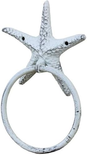 Miniatura 160 de Toallero de hierro fundido de plata antigua de 8.5 pulgadas - Decoración de conchas marinas - Decoración del hogar del mar Plata,Hierro fundido,Azul