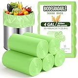 BODFPPC 100 Bolsas Basura 20L Compostables, Biodegradables Degradables Reciclables para Residuos Alimentos, Hogar, Jardín, Cocina, Oficina (50x60 cm)