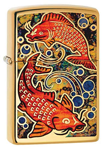 Zippo Lighter: Koi Fish, Fusion - High Polish Brass 80694