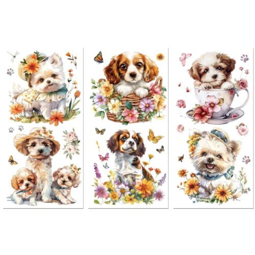 Peacoblue Rub on Transfer Decals for Furniture Crafts Dogs and Flowers 6"x12"