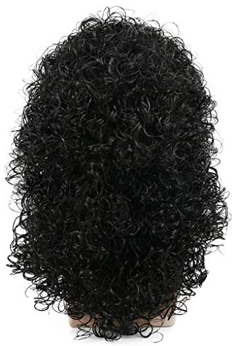 Image of karlery 70s 80s Mens Long Curly Black Wig Afro Punk Rocker Halloween Party Costume Wig