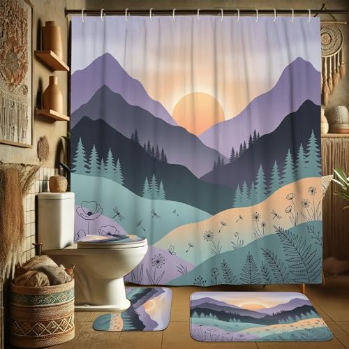 Rideau de douche en polyester violet de qualité supérieure 183cm