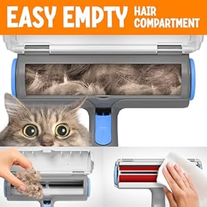 Triton Pet Hair Remover w/Fur Trapping Compartment - Easy to Use Pet Hair Removal Tool - Cat & Dog Hair Remover for Couch, Furniture, Clothes, Bedding, Car - Reusable Lint Roller Triton Pet Hair Remover wFur Trapping Compartment Easy to Use Pet Hair Removal Tool Cat Dog Hair Remover for Couch Furniture Clothes Bedding Car Reusable Lint Roller