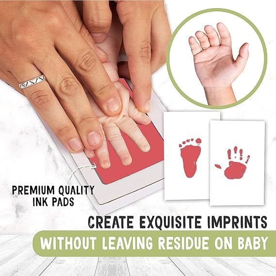 Keshmart Large Clean Touch Ink Pad for Baby Handprints and Footprints, Inkless Infant Hand & Foot Stamp, Safe for Babies, does not Touch Skin – Perfect Family Memory or Gift (RED) 3