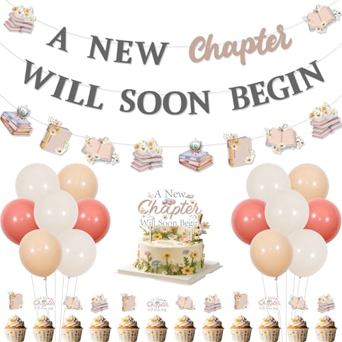 Wonmelody Storybook Baby Shower Decor Girl A New Chapter Will Soon Begin Banner Boho Wildflower Storybook Garlands Story book Cake Topper Book Club...